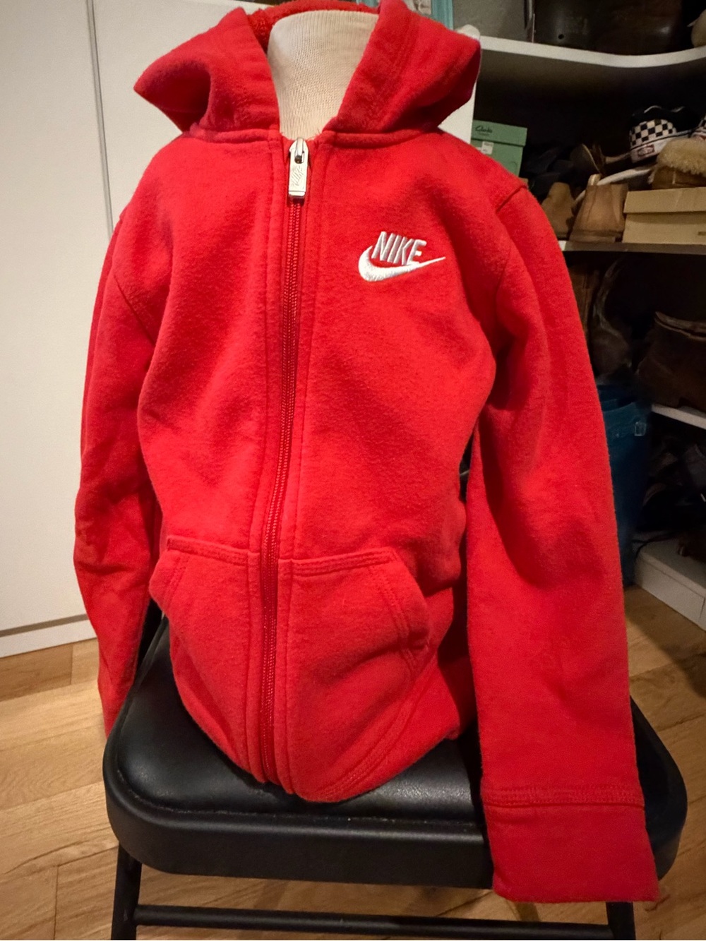 Nike Kids' Red Hooded Fleece Jacket - Zip Front, Sz 7